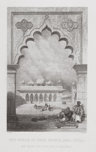 Moti Musjid oder Perlenmoschee, Agra, Indien, graviert von W. Finden, aus 